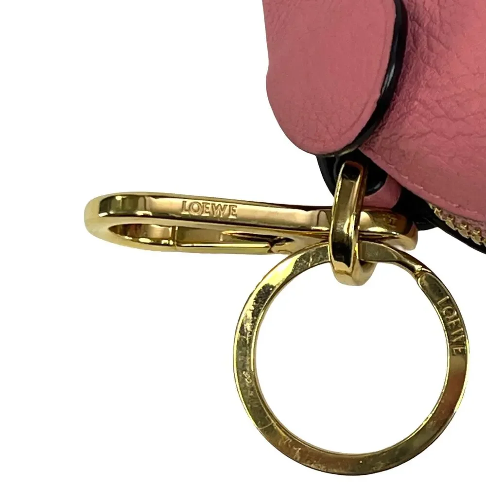 Loewe Leather Mouse Coin Purse Charm Keychain Pouch Candy Pink Gold Tone Spain